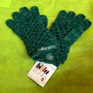 Billabong green knit sparkle gloves NEW